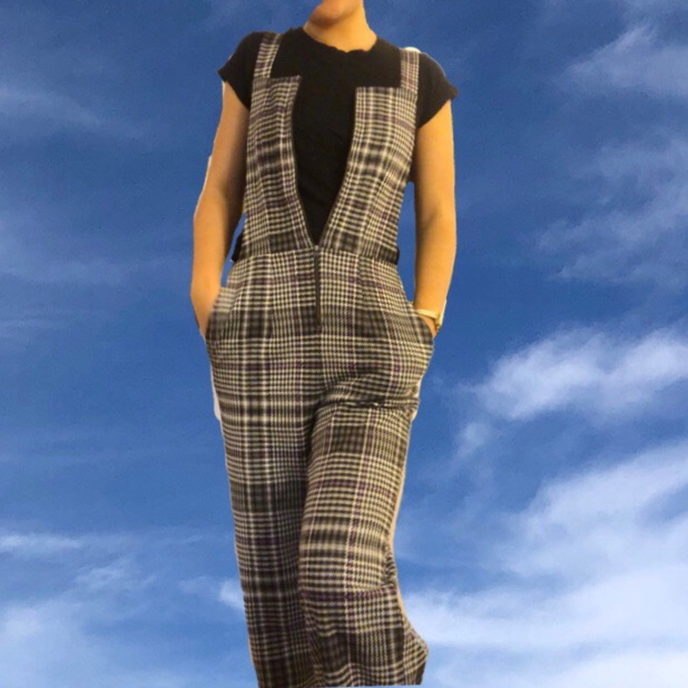 plaid overall/jumpsuit